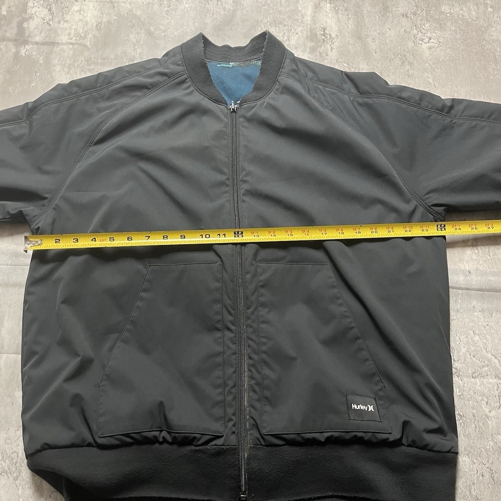 Hurley Men's Large Black Zip Up Jacket with Hood Reflective Logo Lightweight - Picture 6 of 10